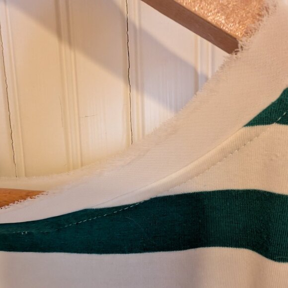 Anthropologie Little Yellow Button crochet shoulder green & white stripes  sz XL - Picture 5 of 9